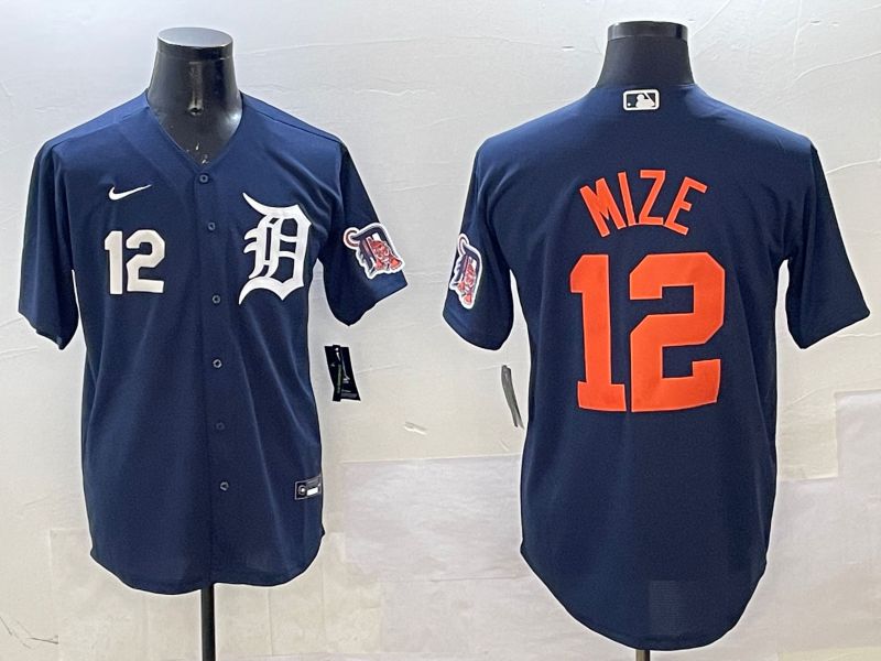 Men Detroit Tigers #12 Mize Drak Blue Game 2025 Nike MLB Jersey style 3172->detroit tigers->MLB Jersey